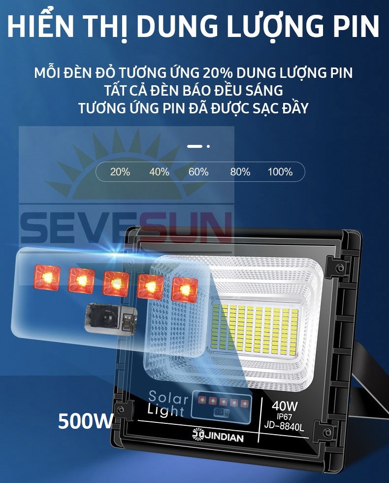 Đèn pha led năng lượng mặt trời 1000w model JD-81000L